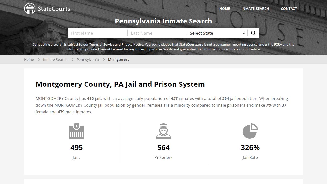 Montgomery County, PA Inmate Search - StateCourts